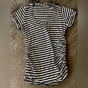 Motherhood maternity navy blue white striped top size medium nautical French